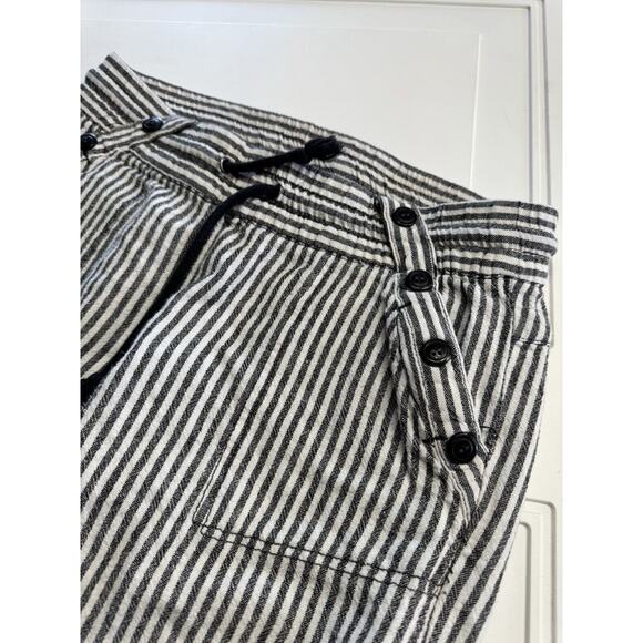 Rewind Pants Striped Linen Blend Wide Leg Raw Hem Drawstring Slash Pocket Size 7 - Picture 2 of 6